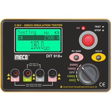 2.5kV - 200GOhm Digital Insulation Tester with P.I., D.A.R. and AC / DC Voltage Functions (Model : DIT 918+)