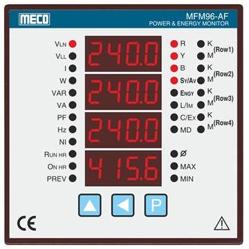 3 Phase Multifunction Power and Energy Meter with M.D.-TRMS (Model : MFM-96AF)