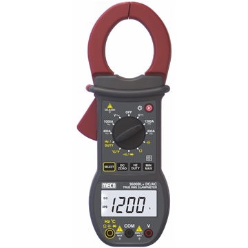 3-3/4 Digit 4200 Count 1200A DC / 1000A AC TRMS Digital Clampmeter with Max / Min, Delta REL, Frequency & Temperature (Model : 3600BL+)