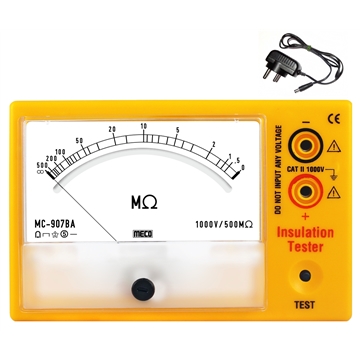 Analog Insulation Tester with Battery Adaptor 1000V - 500M Ohms (Model : MC-907BA)