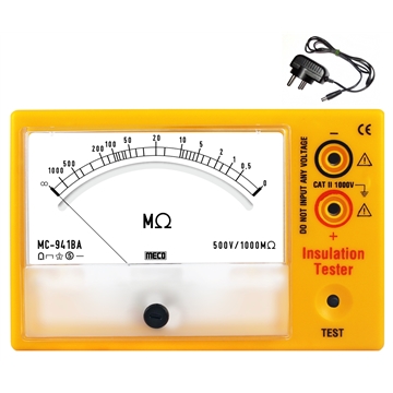 Analog Insulation Tester with Battery Adaptor 500V - 1000M Ohms (Model : MC-941BA)