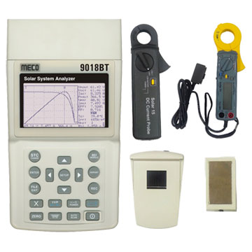 Solar System Analyzer (Photovoltaic I-V Curve Tester) with DC Current Clamp, AC Power Clamp, Thermo & Irradiance Meter